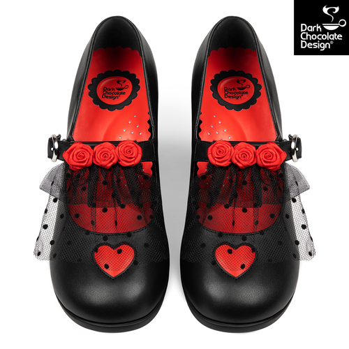 Chocolaticas® Melancholy – Gothic Rose & Lace Mid Heels - DevilGothic DevilGothic