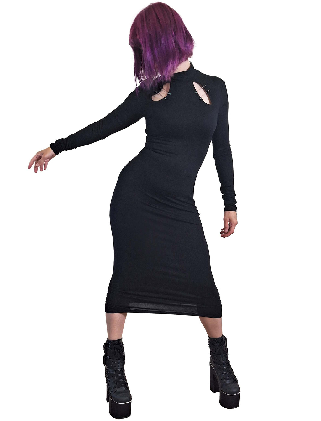 Necessary Evil Nyx Goth Midi Dress - DevilGothic DevilGothic
