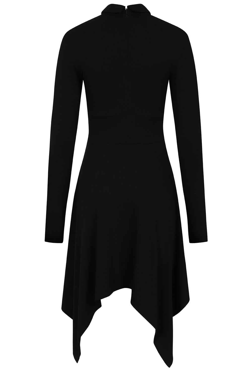 Necessary Evil Kali Gothic Handkerchief Hem Midi Dress - Long Sleeve Black