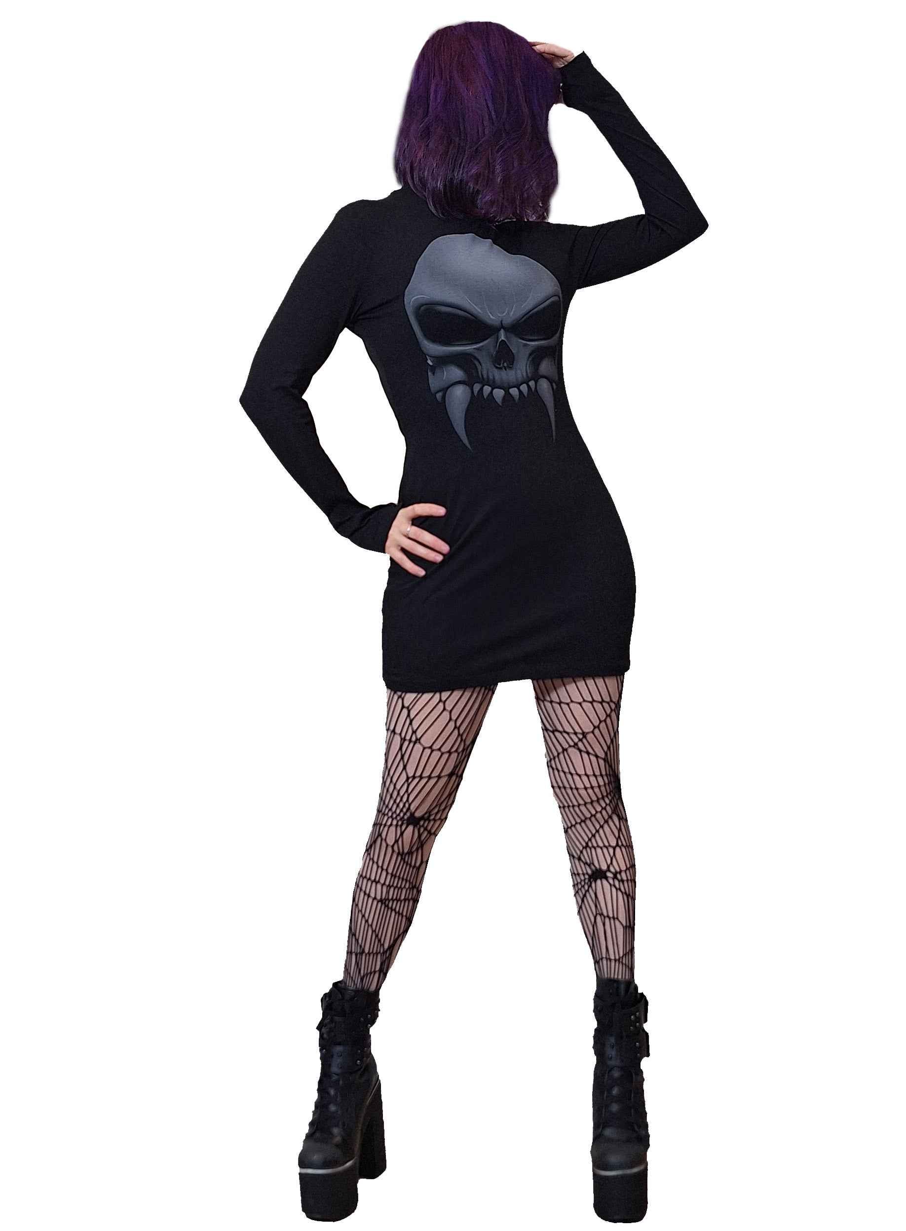 Necessary Evil Athena Vampire Skull Print Mini Dress