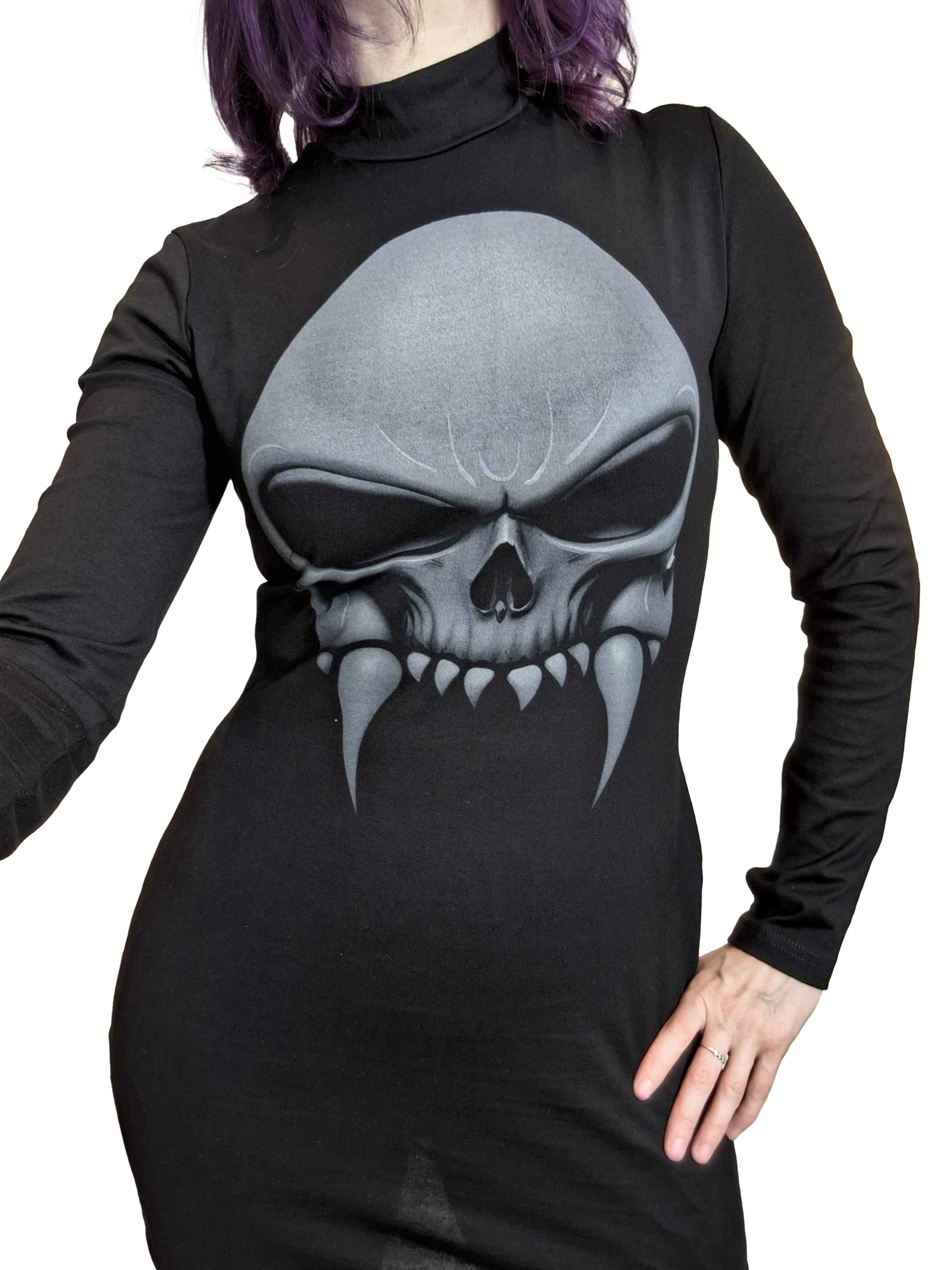 Necessary Evil Athena Vampire Skull Print Mini Dress