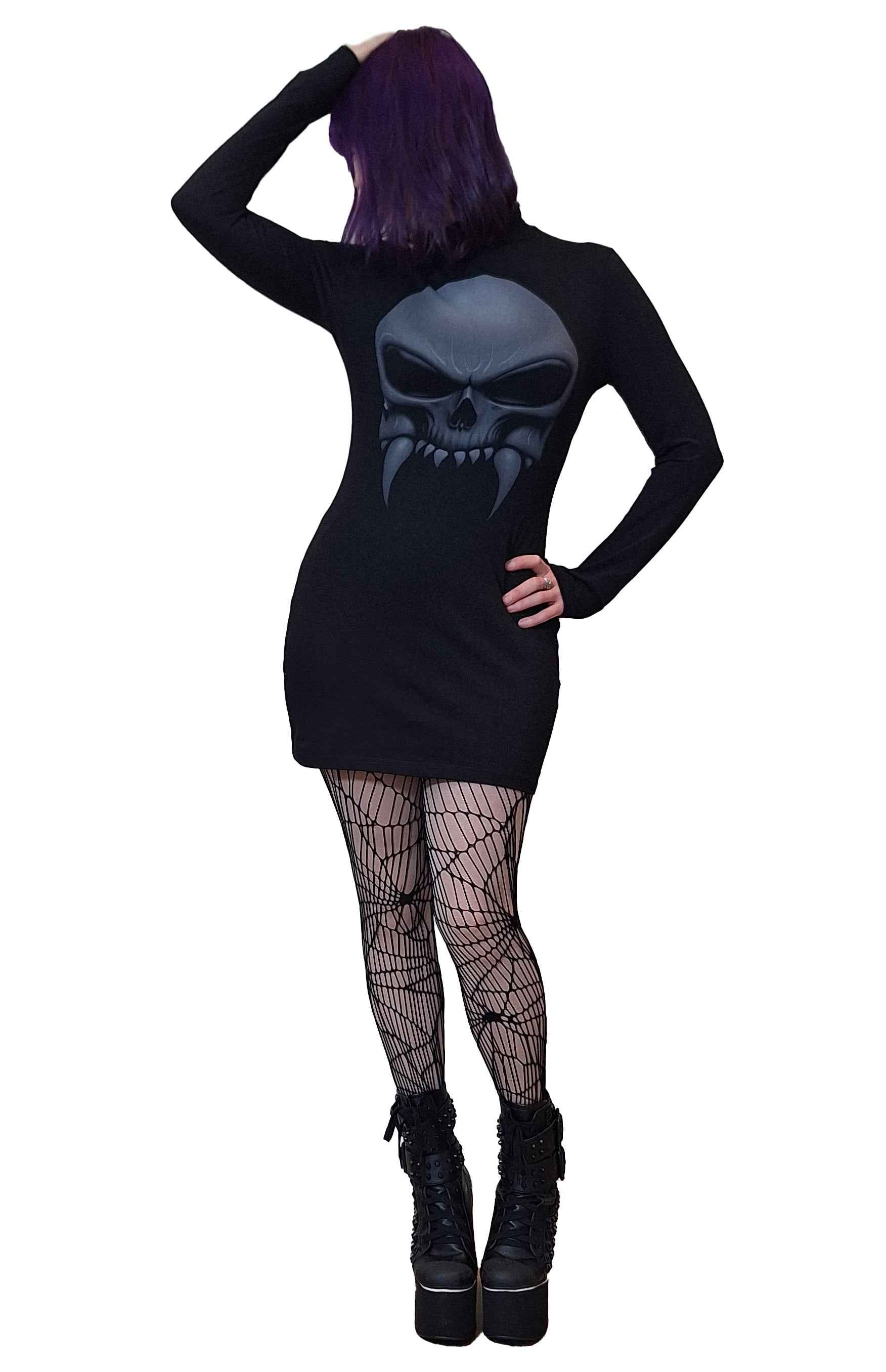 Necessary Evil Athena Vampire Skull Print Mini Dress