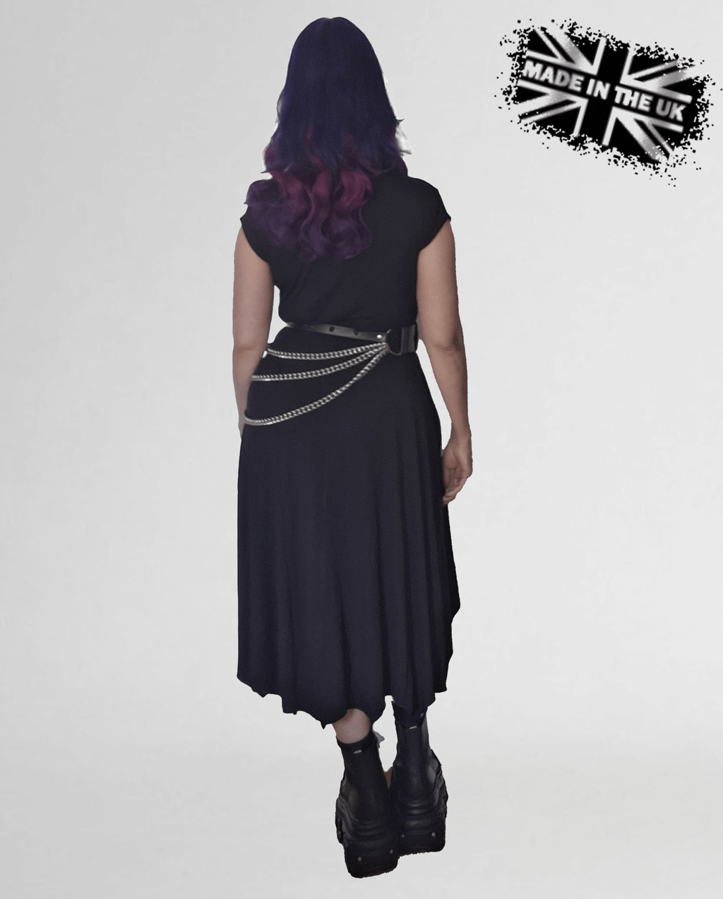 Necessary Evil Evaki Gothic Hi-Low Dress - Bat Wing Hem with Pockets UK Made - DevilGothic DevilGothic