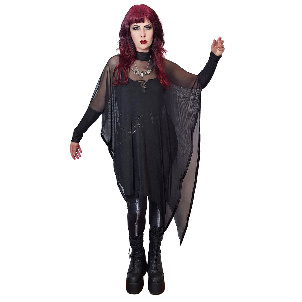 Necessary Evil Anahita Sheer Gothic Black Mesh Layer Dress - UK Made - DevilGothic DevilGothic