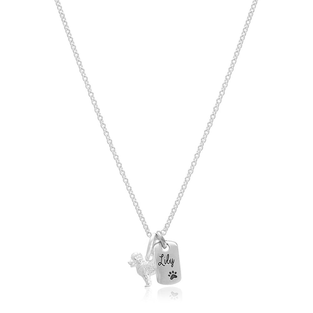 Cavapoo Personalised Silver Dog Tag Necklace