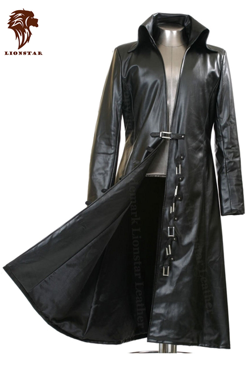 LionStar Unisex Trench Long Leather Coat - DevilGothic DevilGothic