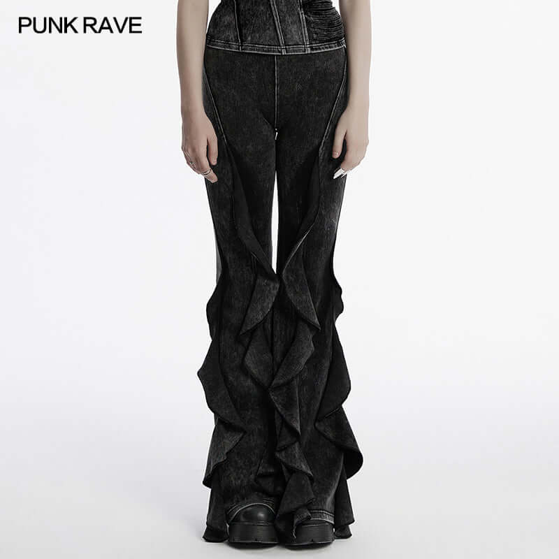 Punk Rave Breen Doomsday Wasteland Bell Flared Trousers - DevilGothic DevilGothic