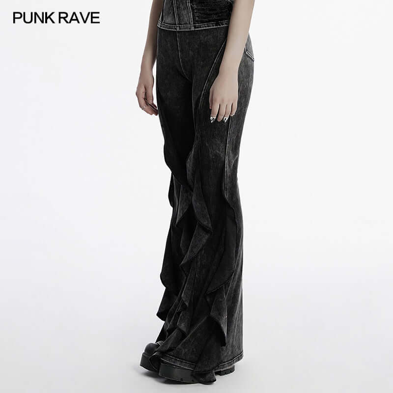 Punk Rave Breen Doomsday Wasteland Bell Flared Trousers - DevilGothic DevilGothic