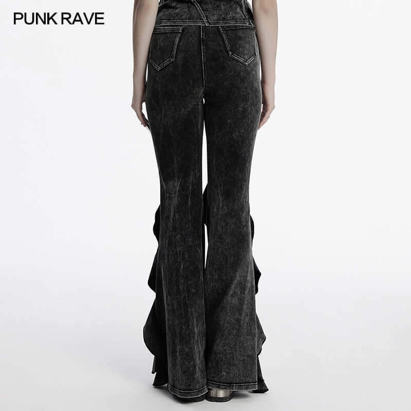 Punk Rave Breen Doomsday Wasteland Bell Flared Trousers - DevilGothic DevilGothic