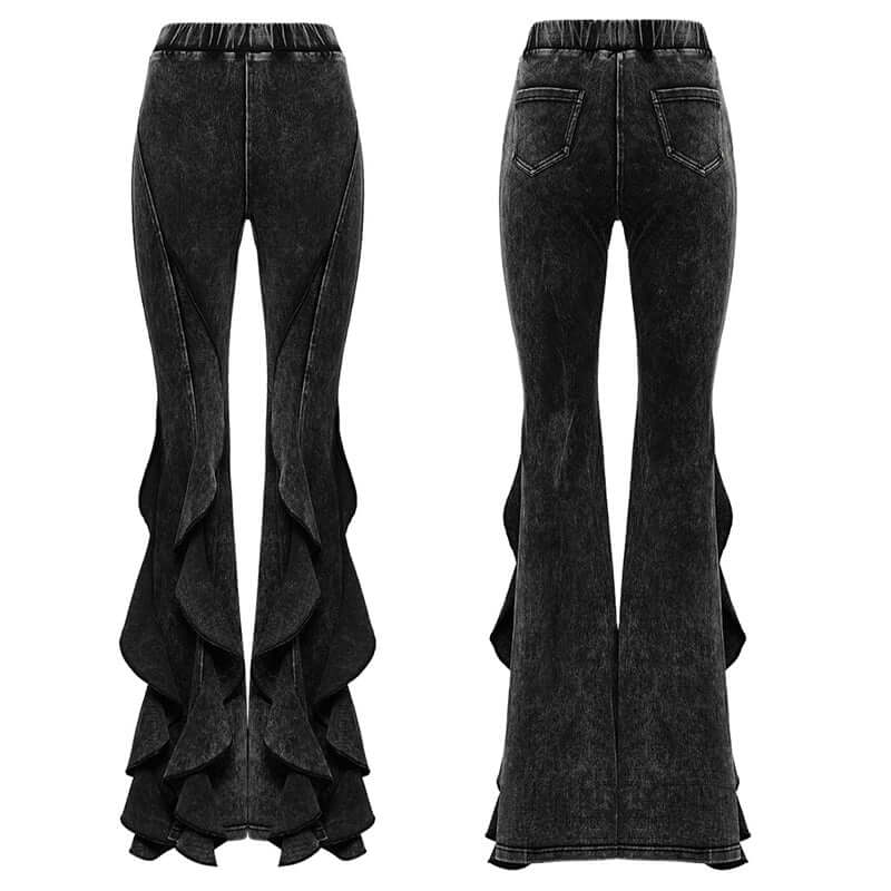Punk Rave Breen Doomsday Wasteland Bell Flared Trousers - DevilGothic DevilGothic