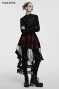 Punk Rave Morrigan Mesh Plaid High-Low Skirt - DevilGothic DevilGothic