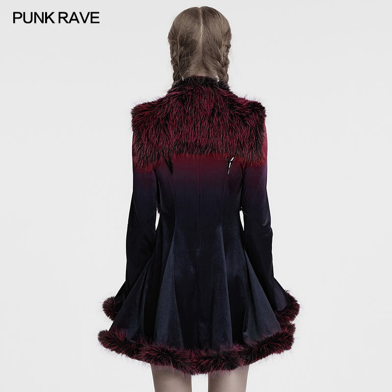 Punk Rave Lilith Gradient Devil Fur Shawl in Crimson - DevilGothic DevilGothic