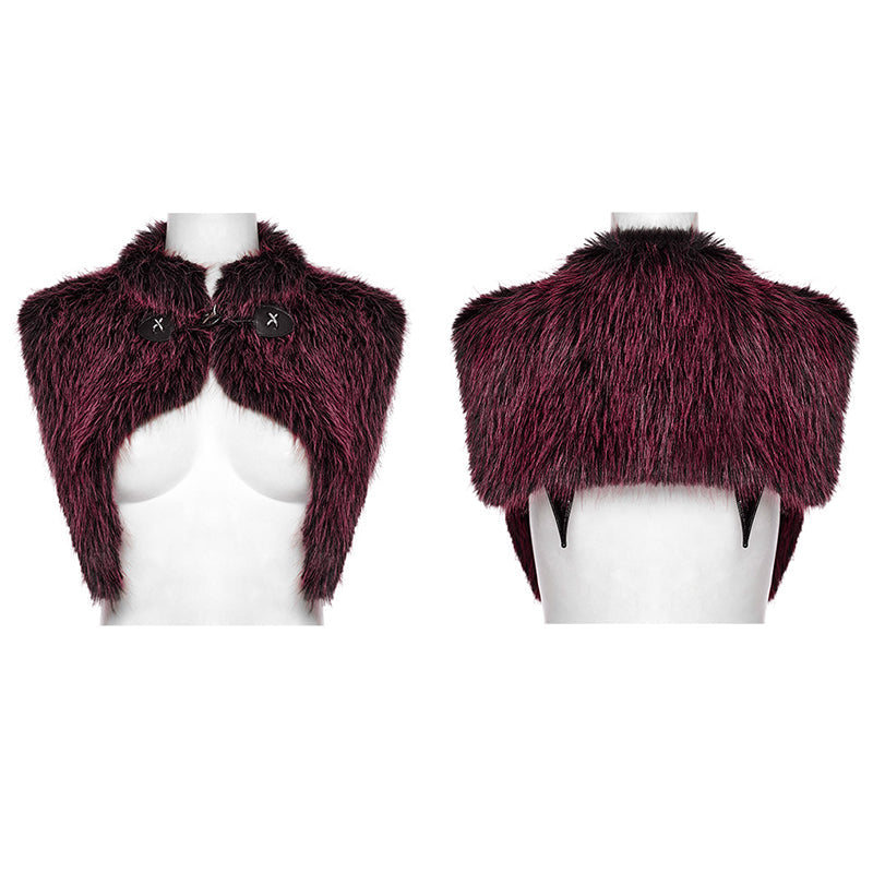 Punk Rave Lilith Gradient Devil Fur Shawl in Crimson - DevilGothic DevilGothic