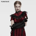 Punk Rave Selene Embroidered Velvet Gloves in Black - DevilGothic DevilGothic