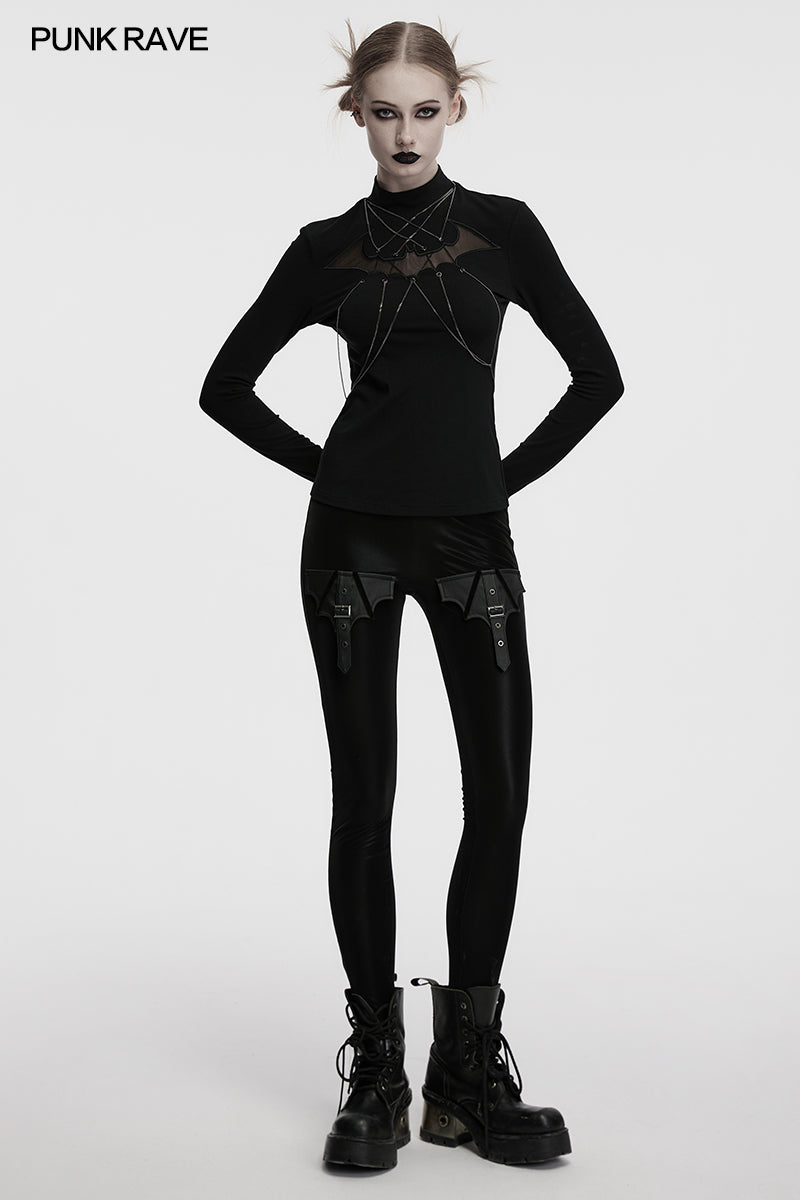 Punk Rave Morrigan Bat Chain Goth Top In Black - DevilGothic DevilGothic