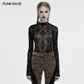 Punk Rave Ravena Cross Flocking Mesh Top - DevilGothic DevilGothic