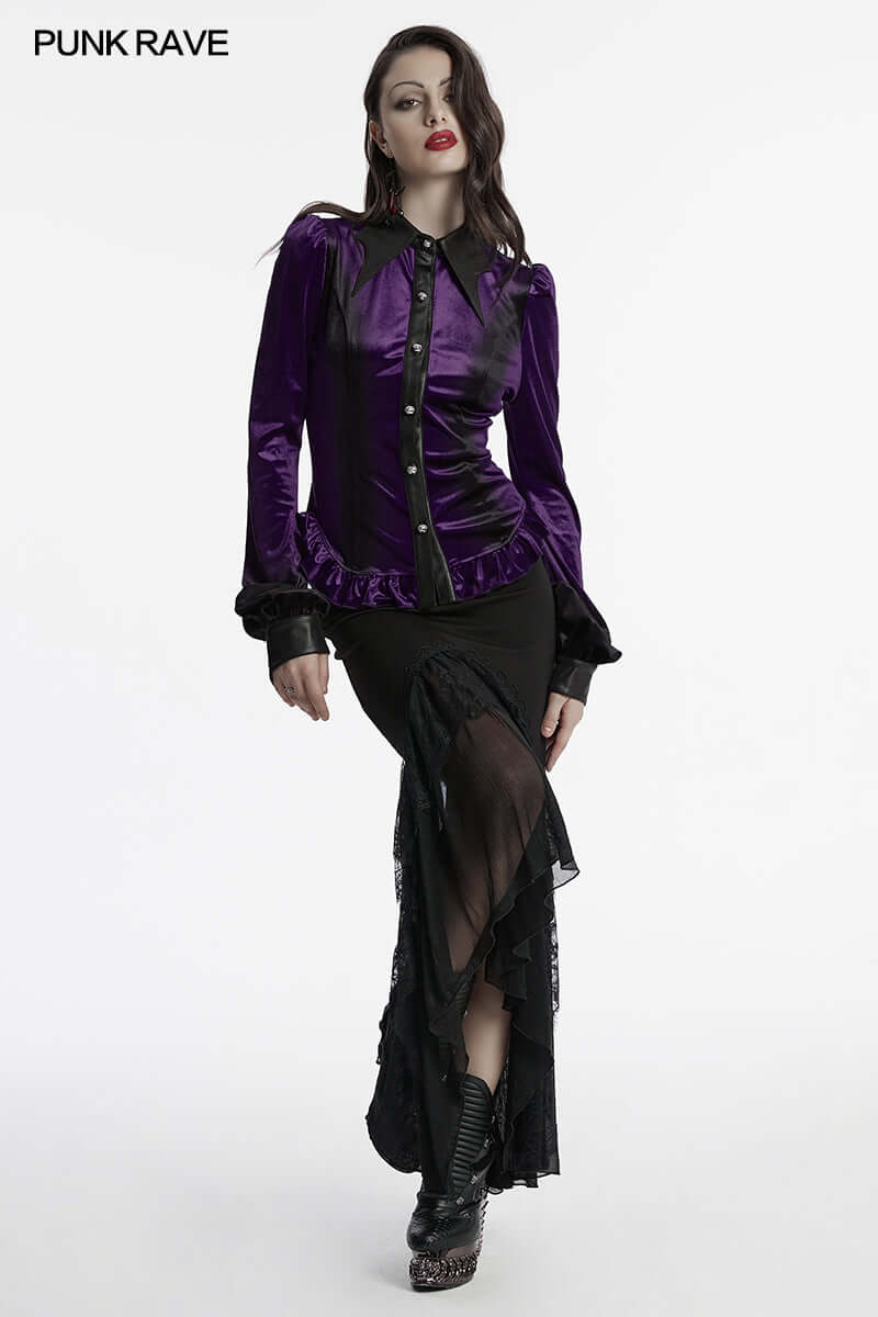 Punk Rave Fawn Gradient Printed Shirt in Violet - DevilGothic DevilGothic