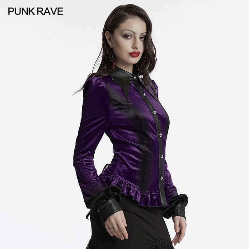 Punk Rave Fawn Gradient Printed Shirt in Violet - DevilGothic DevilGothic