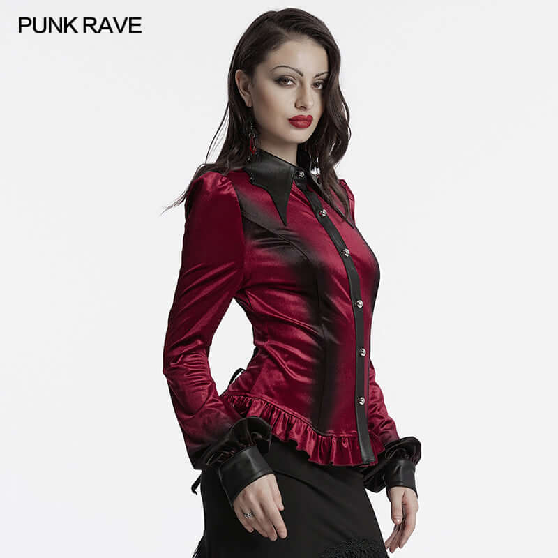 Punk Rave Fawn Gradient Printed Shirt in Red - DevilGothic DevilGothic