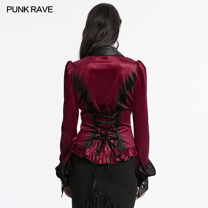 Punk Rave Fawn Gradient Printed Shirt in Red - DevilGothic DevilGothic