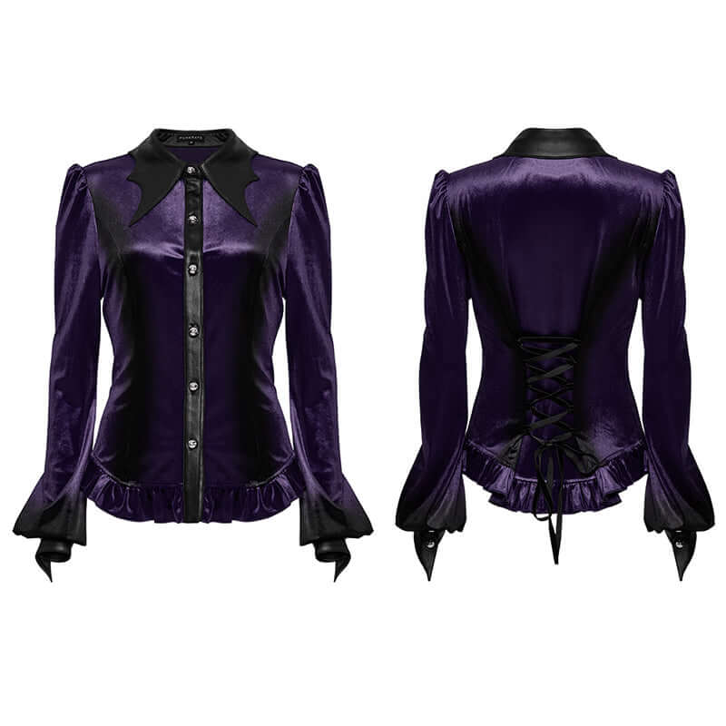 Punk Rave Fawn Gradient Printed Shirt in Violet - DevilGothic DevilGothic
