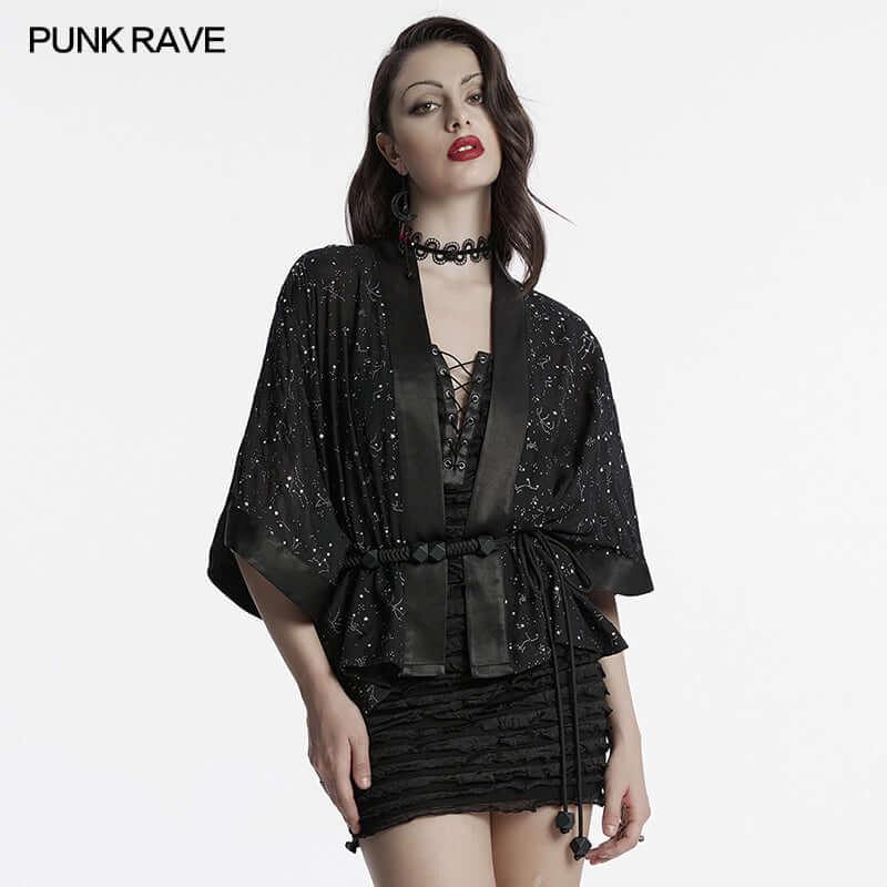 Punk Rave Augusta Constellation Print Kimono Top or Jacket - DevilGothic DevilGothic