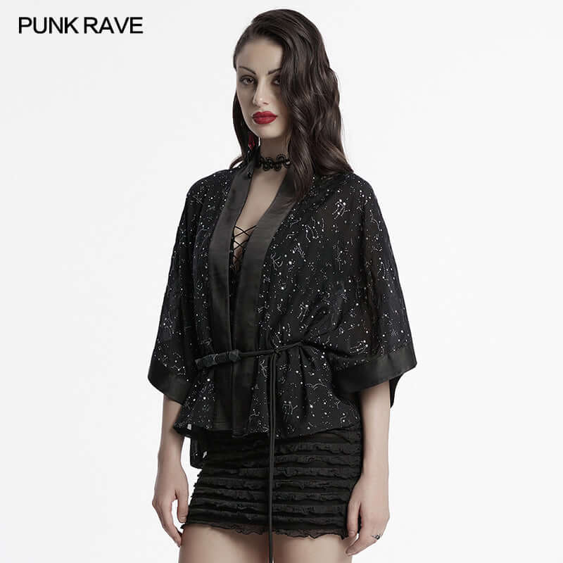 Punk Rave Augusta Constellation Print Kimono Top or Jacket - DevilGothic DevilGothic