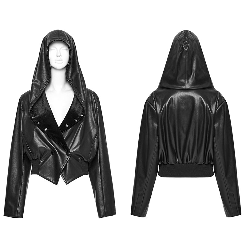 Punk Rave Nyx Hooded Faux Leather Jacket - DevilGothic DevilGothic