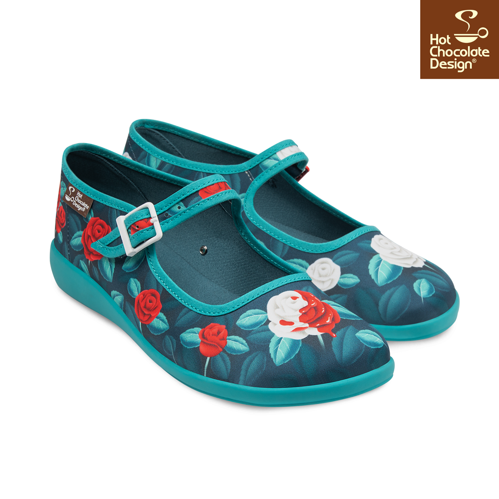 Chocolaticas® Paint the Roses Red – Gothic Floral Mary Jane Flats - DevilGothic DevilGothic