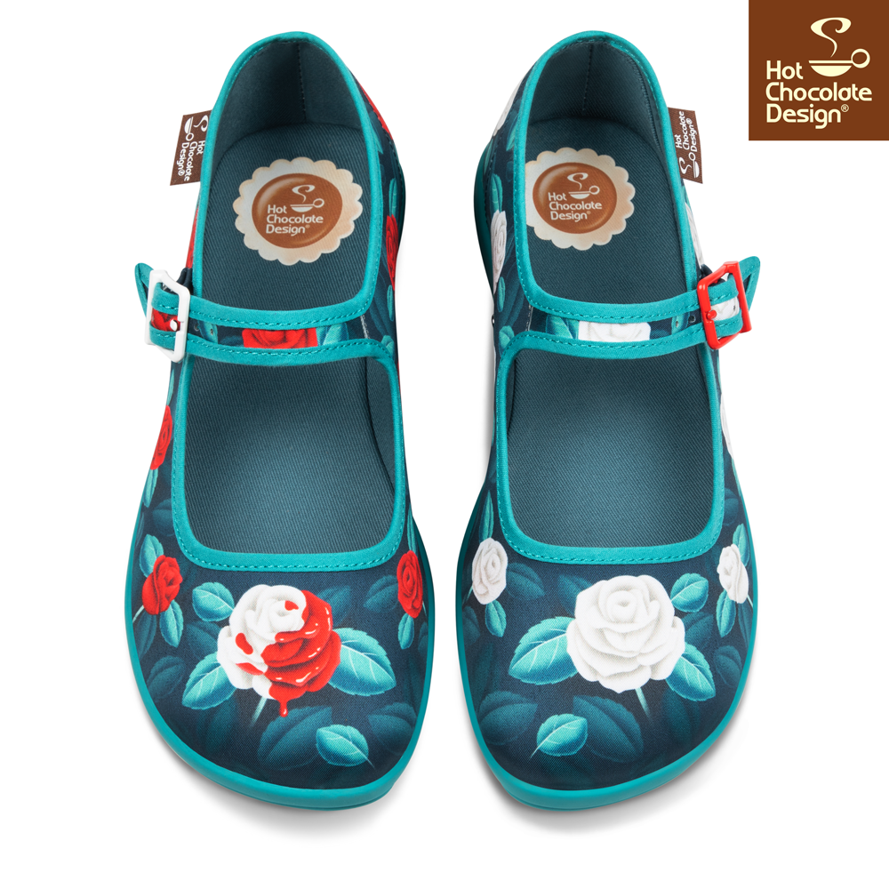 Chocolaticas® Paint the Roses Red – Gothic Floral Mary Jane Flats - DevilGothic DevilGothic