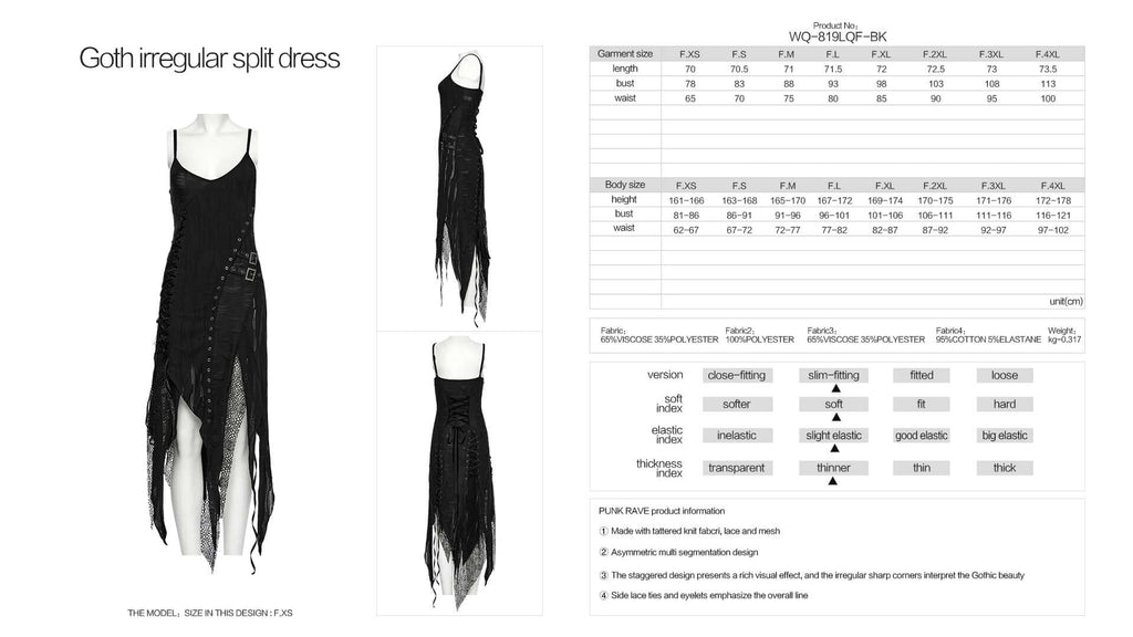 Punk Rave  Honey Irregular Split Dress - DevilGothic DevilGothic