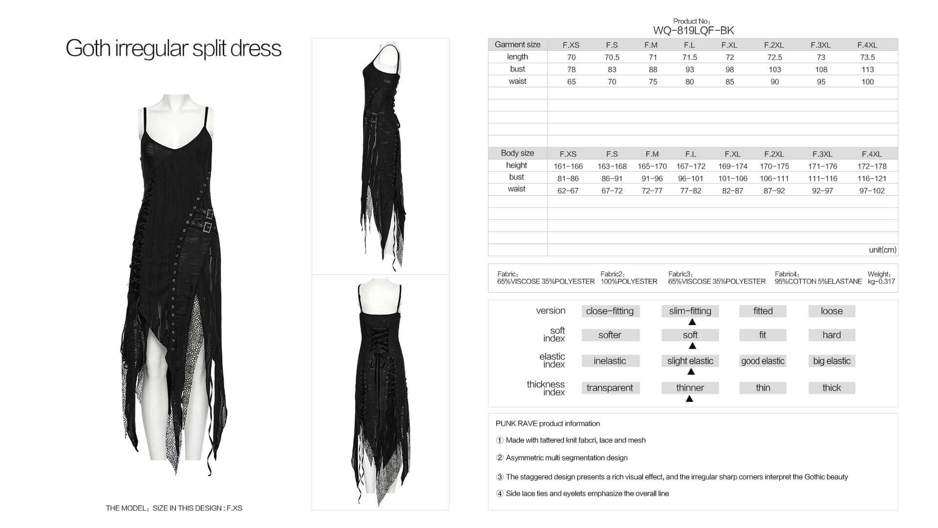 Punk Rave  Honey Irregular Split Dress - DevilGothic DevilGothic