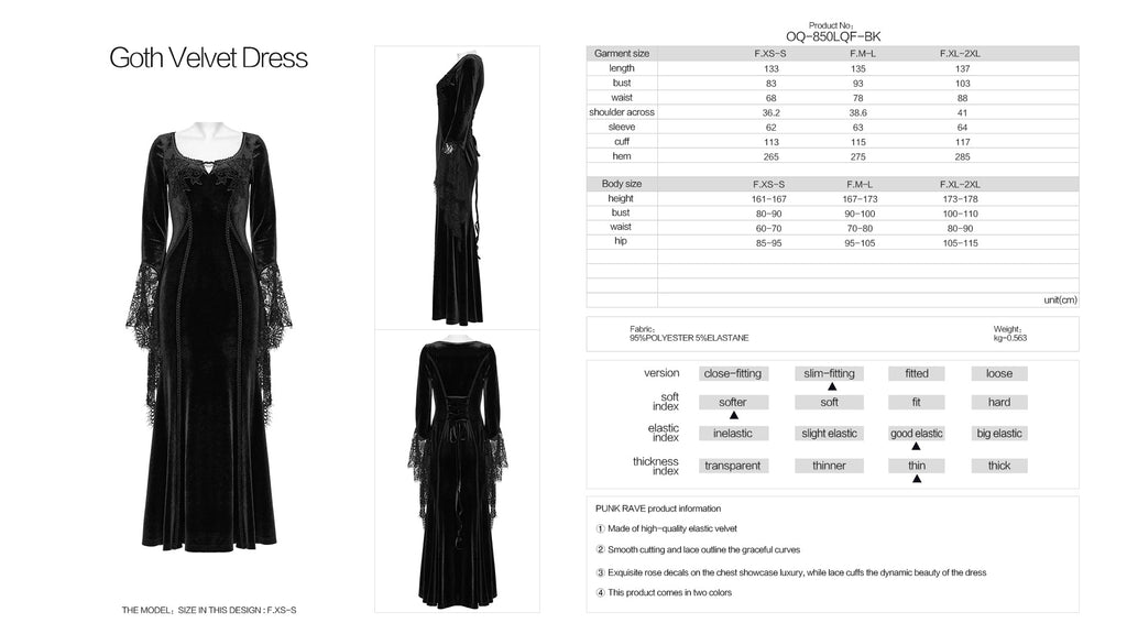 Punk Rave Isolde Velvet Lace Sleeve Dress In Black - DevilGothic DevilGothic
