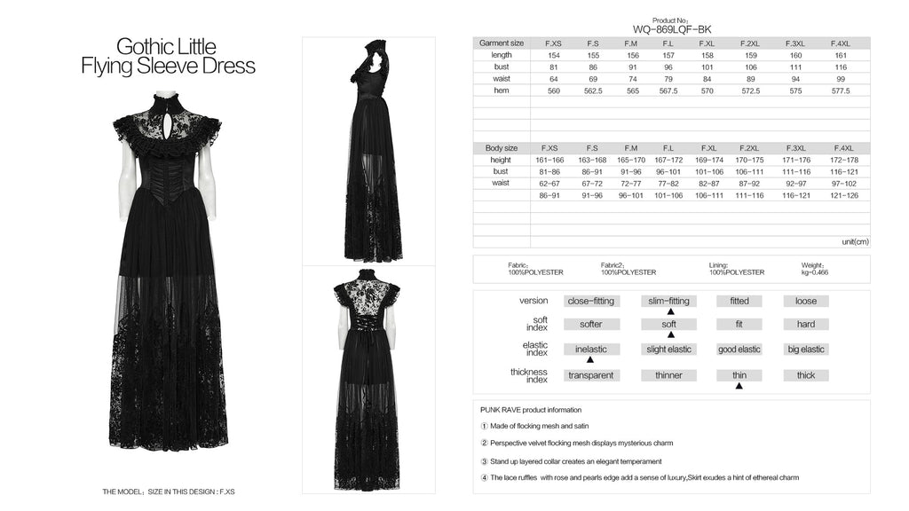 Punk Rave Seraphina Goth Flying Sleeve Dress - DevilGothic DevilGothic