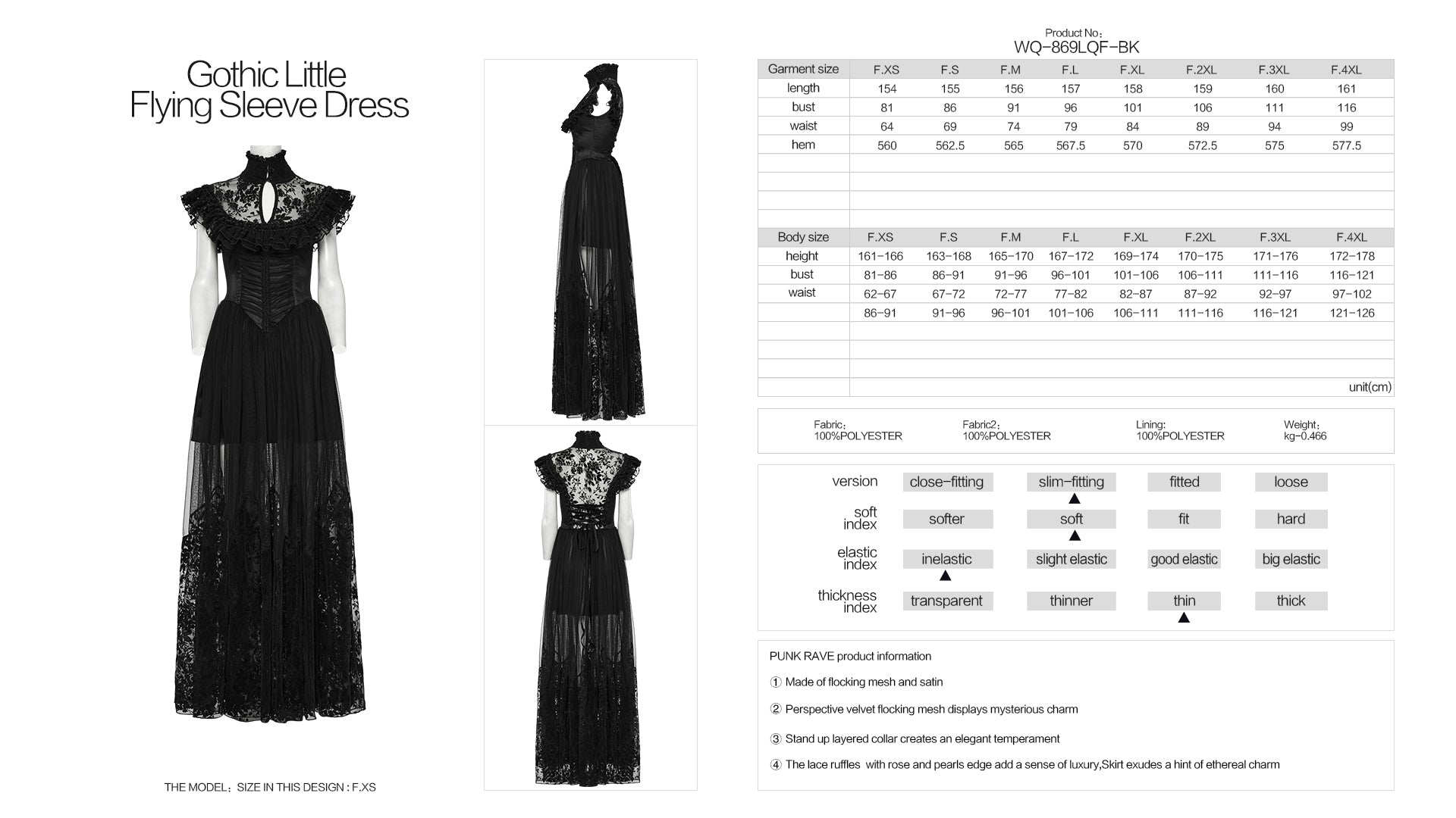 Punk Rave Seraphina Goth Flying Sleeve Dress - DevilGothic DevilGothic