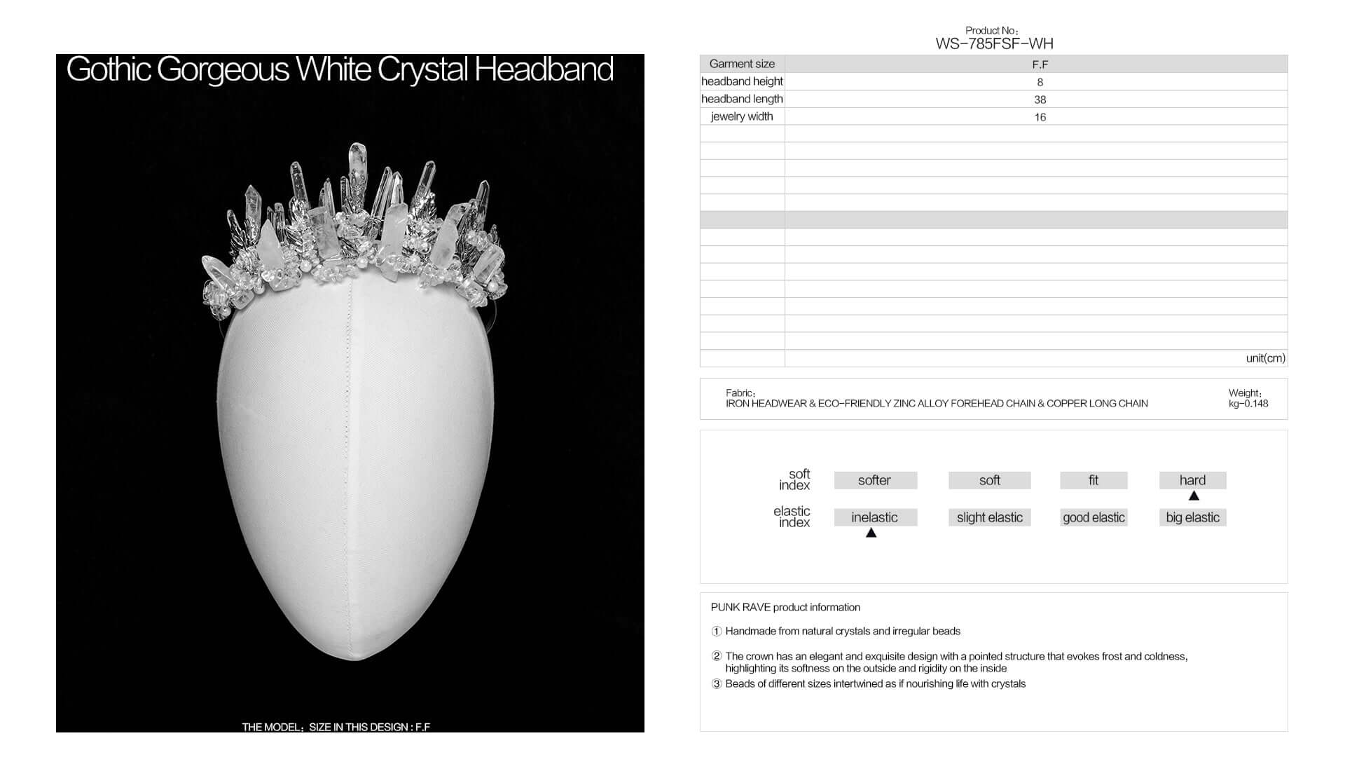 Punk Rave Gorgeous White Crystal Headband - DevilGothic DevilGothic