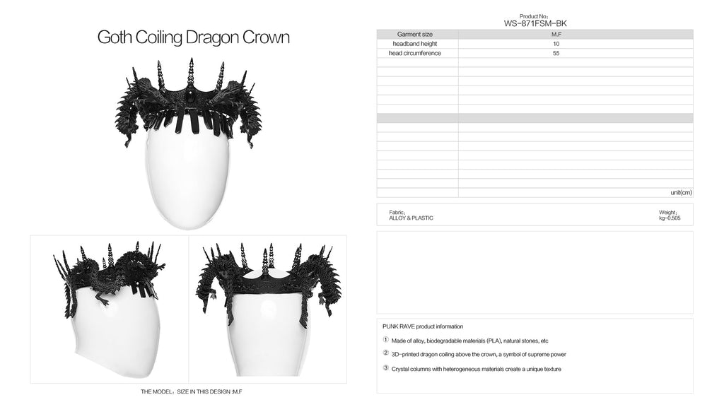 Punk Rave Goth Coiling Dragon Crown - DevilGothic DevilGothic