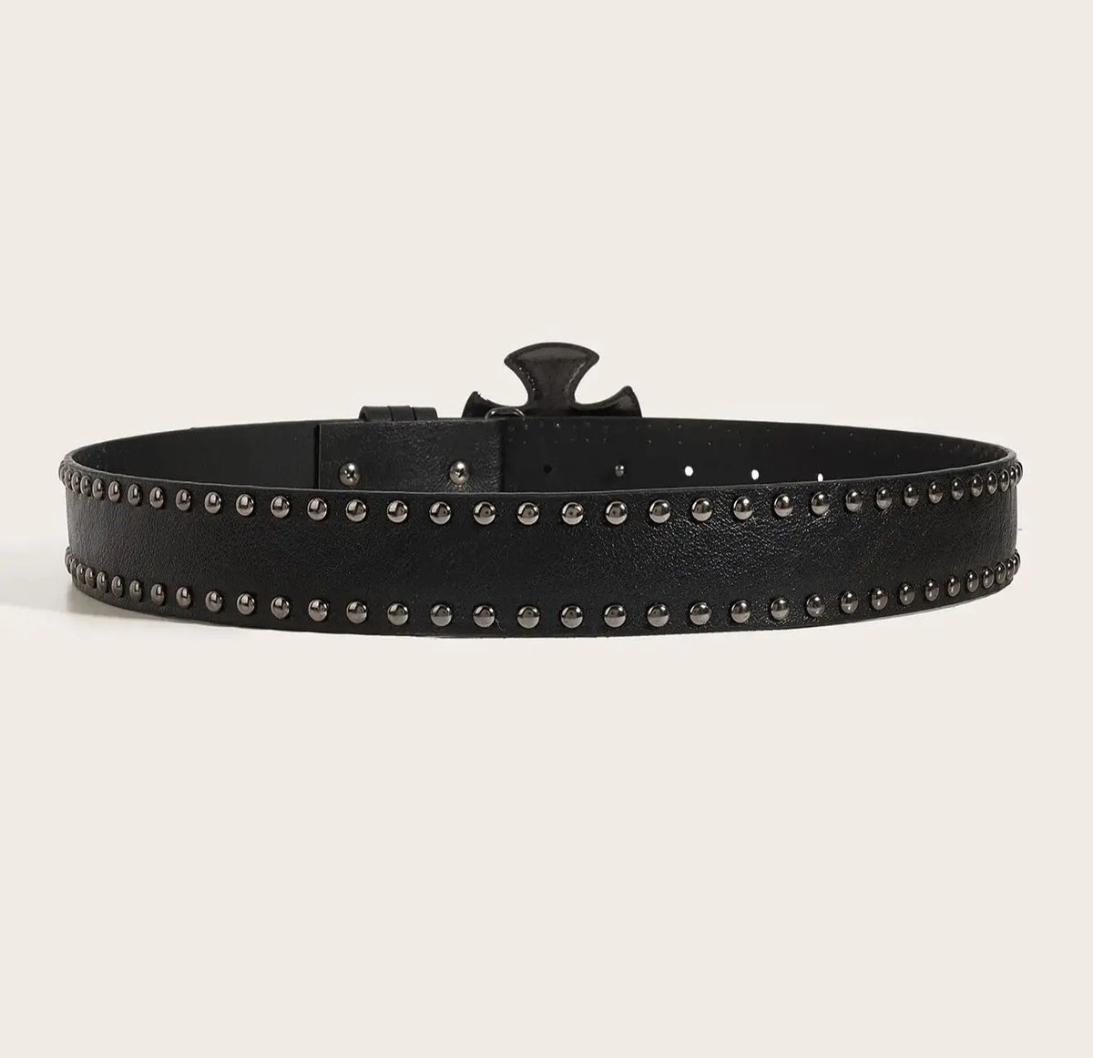 Gothic Punk Leather Belt  Metal Buckle Waist Strap Designer Luxury Female Decorative Waistband