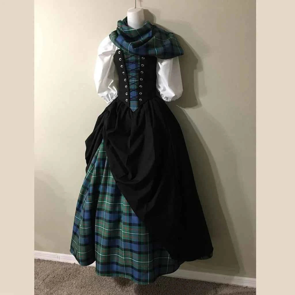 Outlander Claire Fraser Cosplay Dress – Highland Medieval Scottish Costume for Women