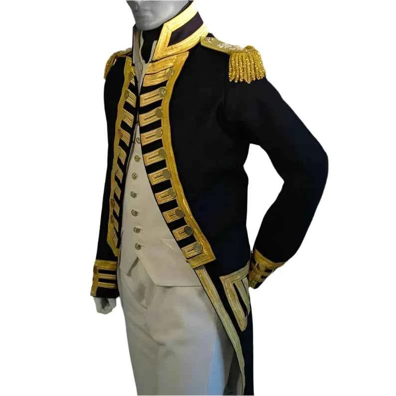 Men’s British Royal Navy Vice‑Admiral Steampunk Hussar Jacket Uniform Costume