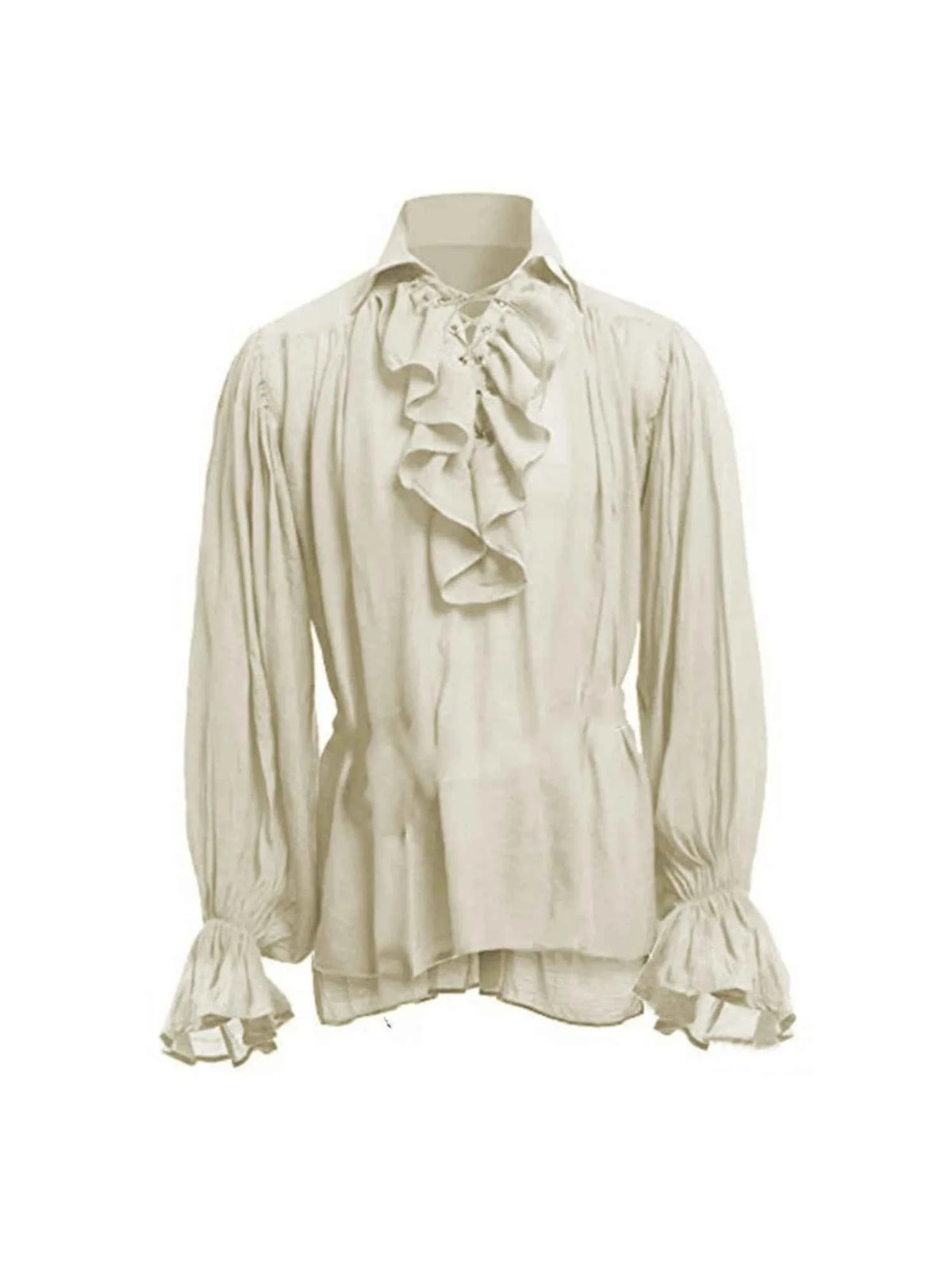 Men’s Ruffled Pirate Shirt – Gothic Renaissance Lace-Up Poet Blouse for Cosplay & Festivals