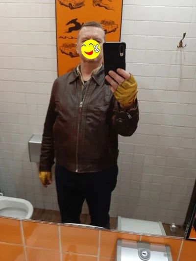 Men Genuine Leather Jacket Vintage Brown 100% Cowhide Coat Man Slim Fashion Biker jacket