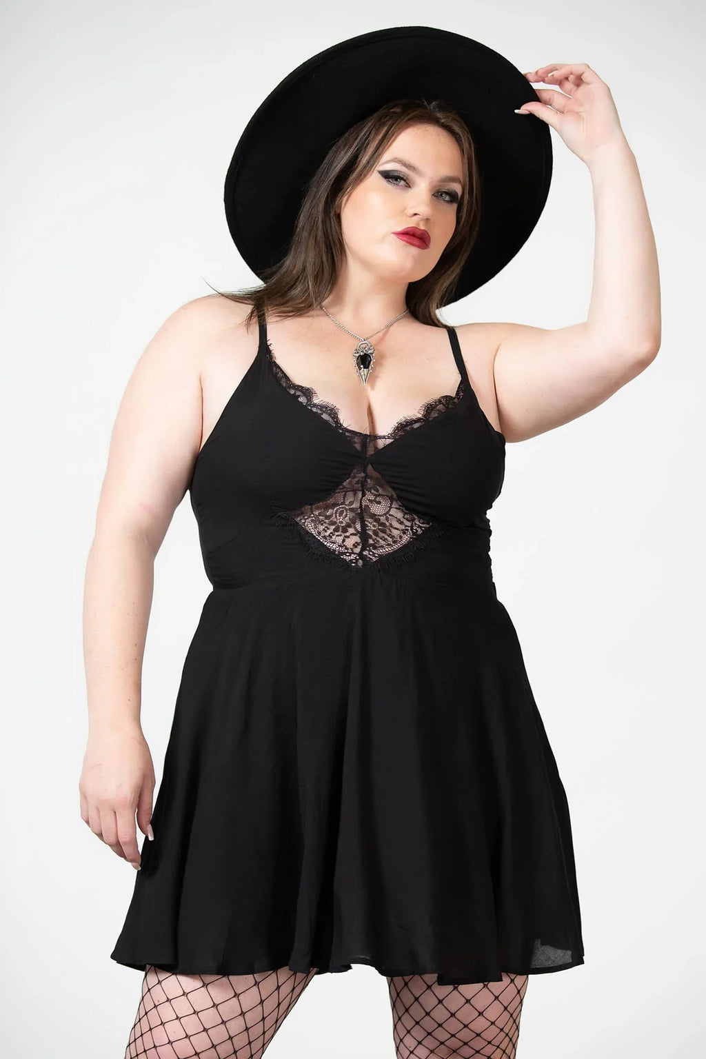 Killstar Sacralgia Lace Insert Black A-Line Dress - DevilGothic DevilGothic