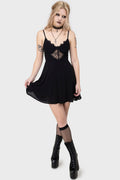 Killstar Sacralgia Lace Insert Black A-Line Dress - DevilGothic DevilGothic