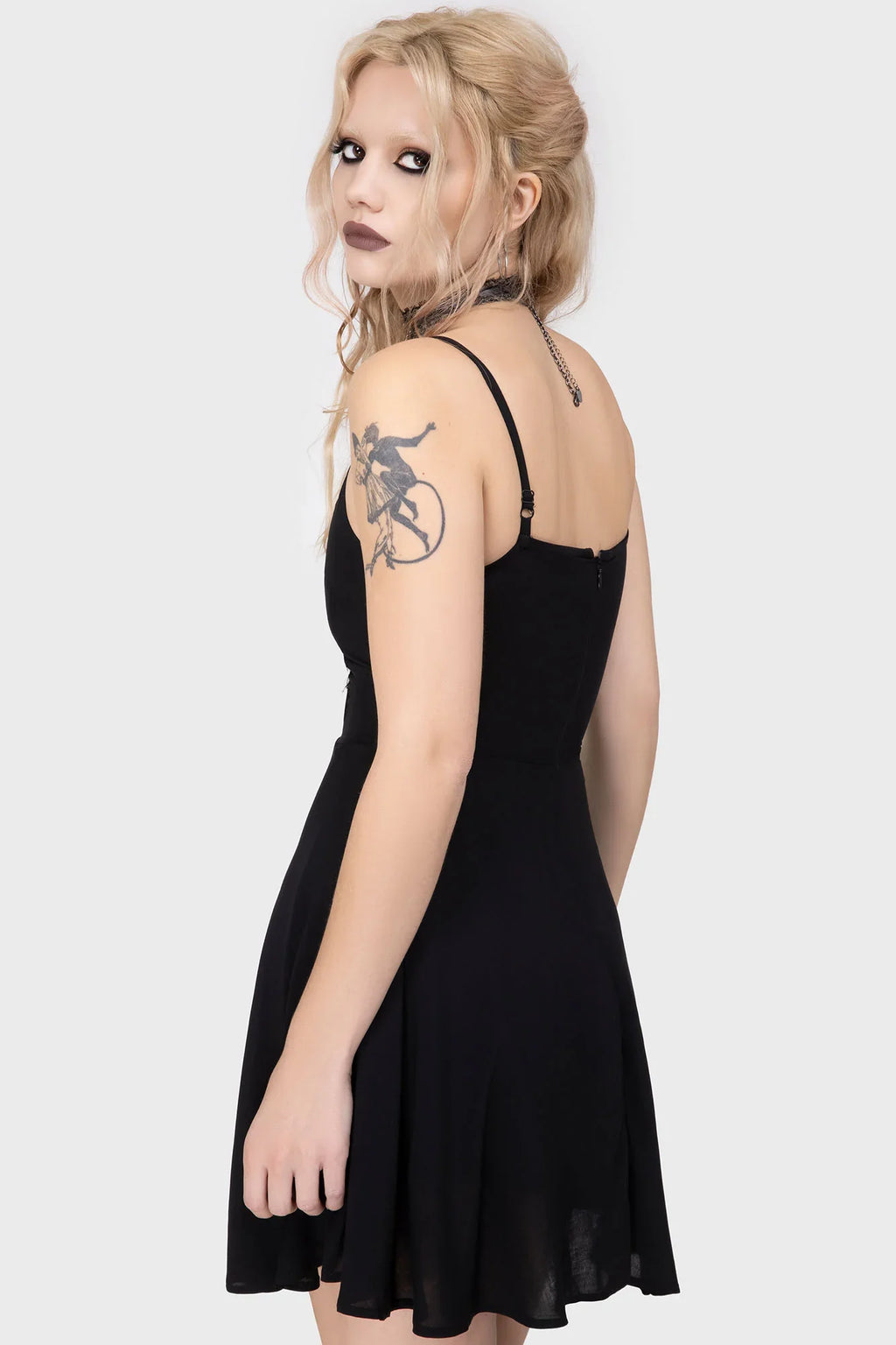 Killstar Sacralgia Lace Insert Black A-Line Dress - DevilGothic DevilGothic