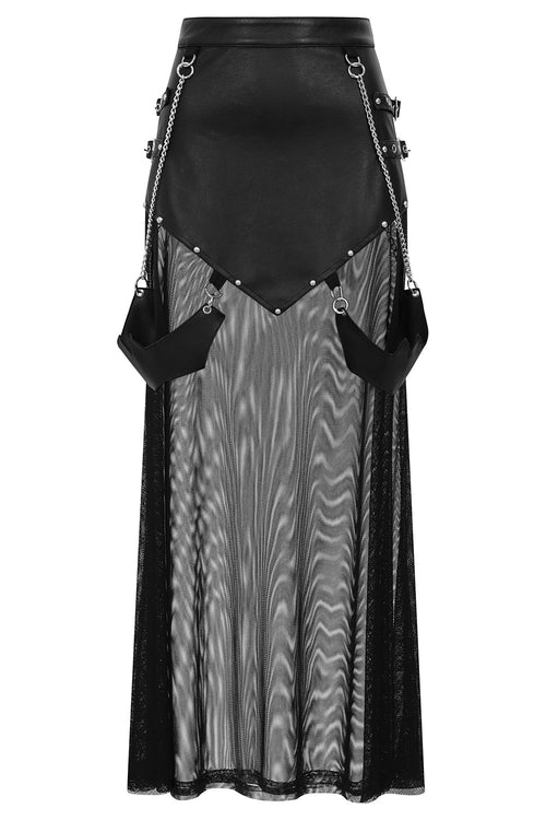 Banned Apparel Lamia Faux Leather & Mesh Skirt in Black - DevilGothic DevilGothic
