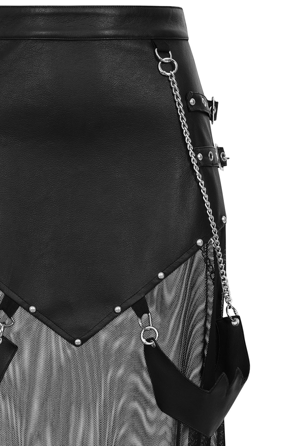 Banned Apparel Lamia Faux Leather & Mesh Skirt in Black - DevilGothic DevilGothic