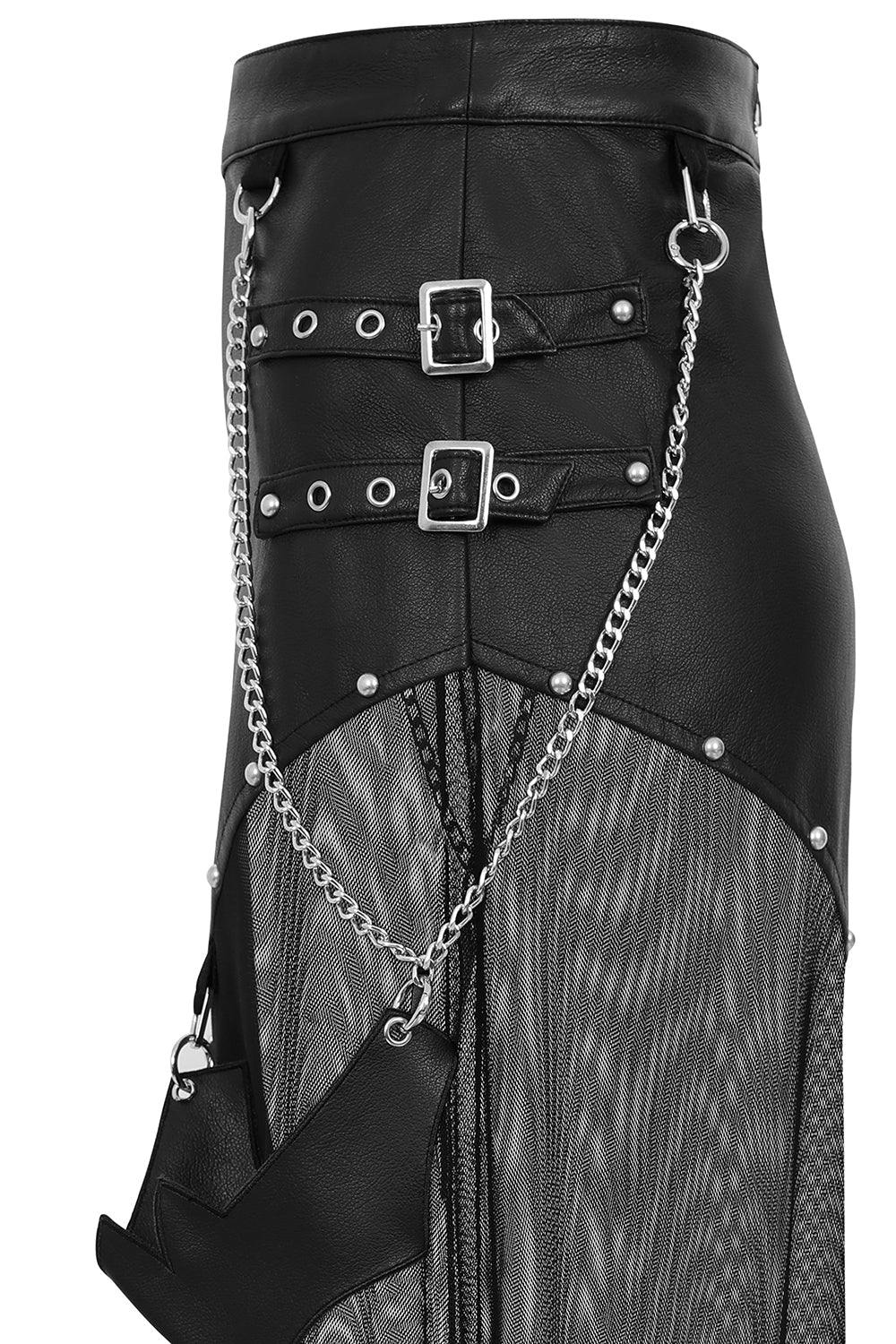 Banned Apparel Lamia Faux Leather & Mesh Skirt in Black - DevilGothic DevilGothic