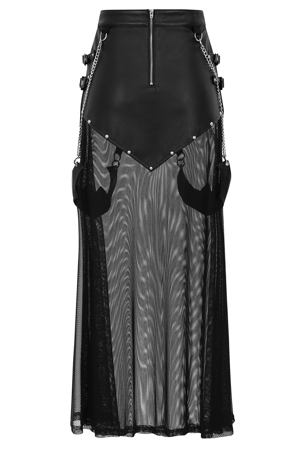 Banned Apparel Lamia Faux Leather & Mesh Skirt in Black - DevilGothic DevilGothic