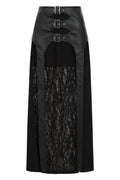 Banned Apparel Velkyn Faux Leather & Knit Panel Skirt in Black - DevilGothic DevilGothic